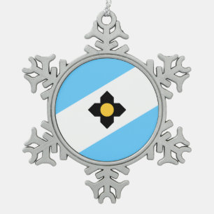 Flag of Madison, Wisconsin Snowflake Pewter Christ Christmas Ornament