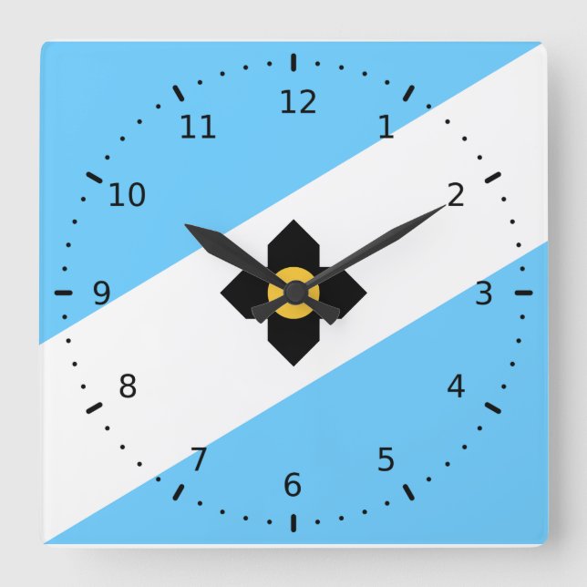 Flag of Madison, Wisconsin Square Wall Clock (Front)