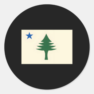 Flag Of Maine 1901 Maine State Flag E Tree State Classic Round Sticker
