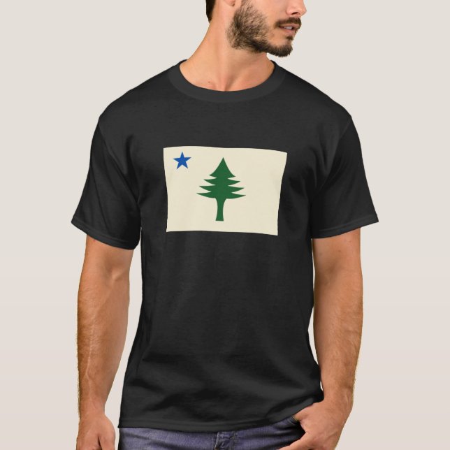 Flag of Maine 1901 Maine State Flag Pine Tree Stat T-Shirt (Front)