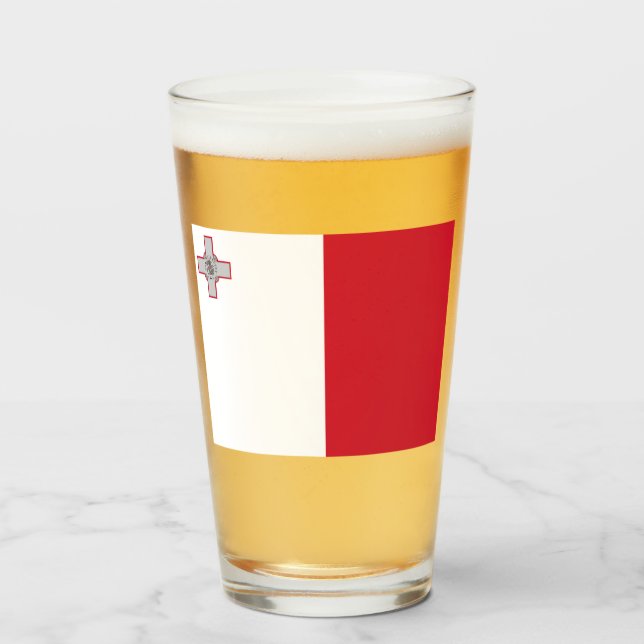 Flag of Malta Glass (Front Filled)