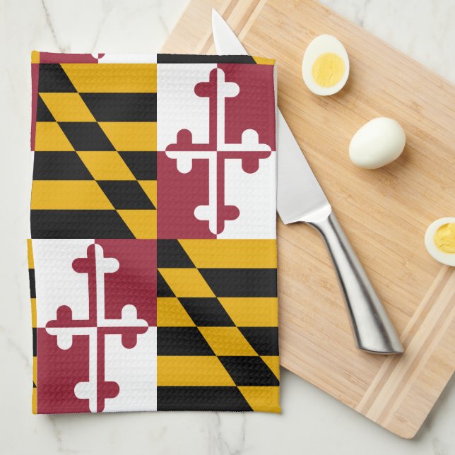 Flag of Maryland Pattern Kitchen Towel (Quarter Fold)