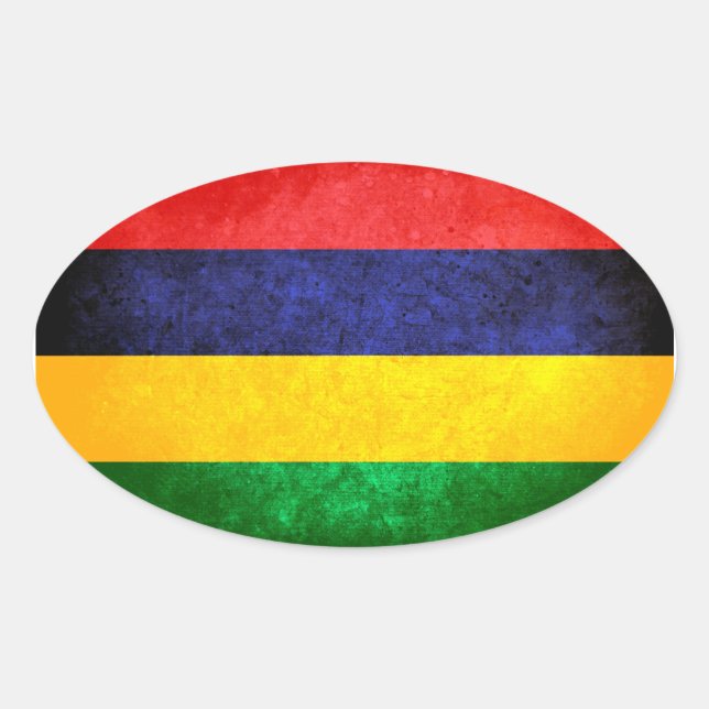 Flag of Mauritius Oval Sticker (Front)