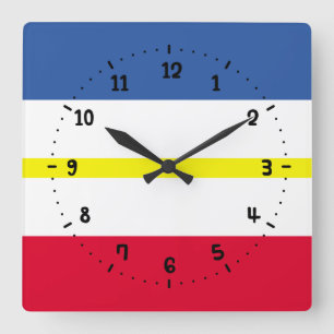 Flag of Mecklenburg Square Wall Clock