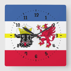 Flag of Mecklenburg Square Wall Clock