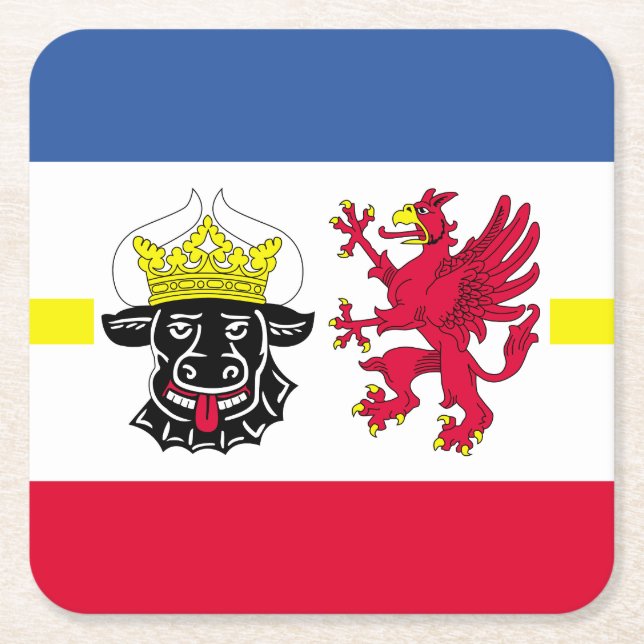 Flag of Mecklenburg-Western Pomerania Square Paper Coaster (Front)