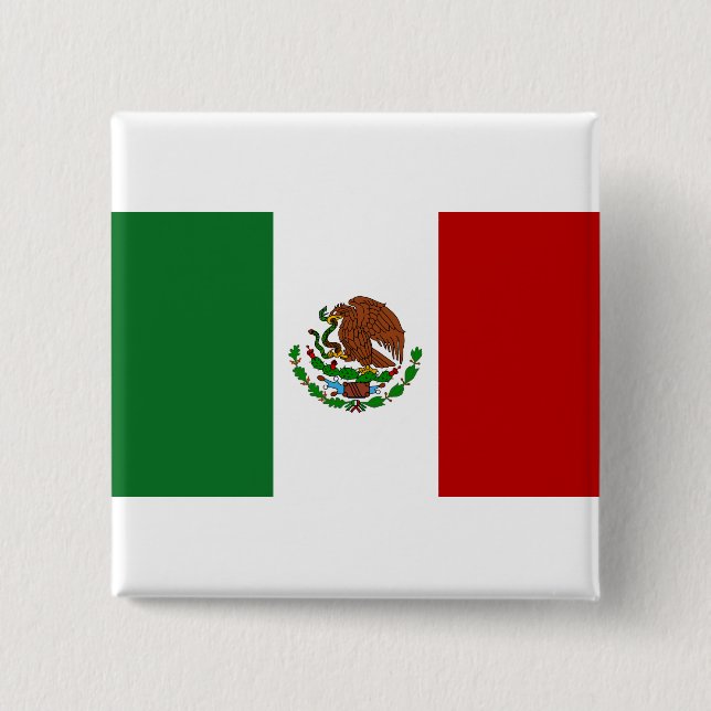 Flag of Mexico 2 Inch Square Button (Front)