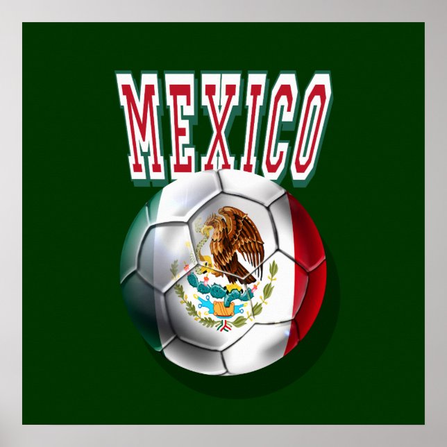 Flag of Mexico ball with Mexico worded logo gifts Poster (Front)