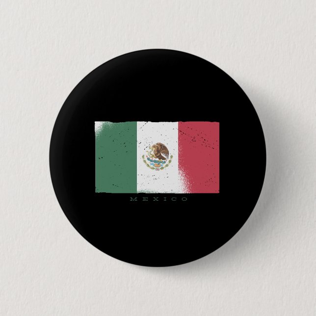 Flag of Mexico Grunge Style 2 Inch Round Button (Front)