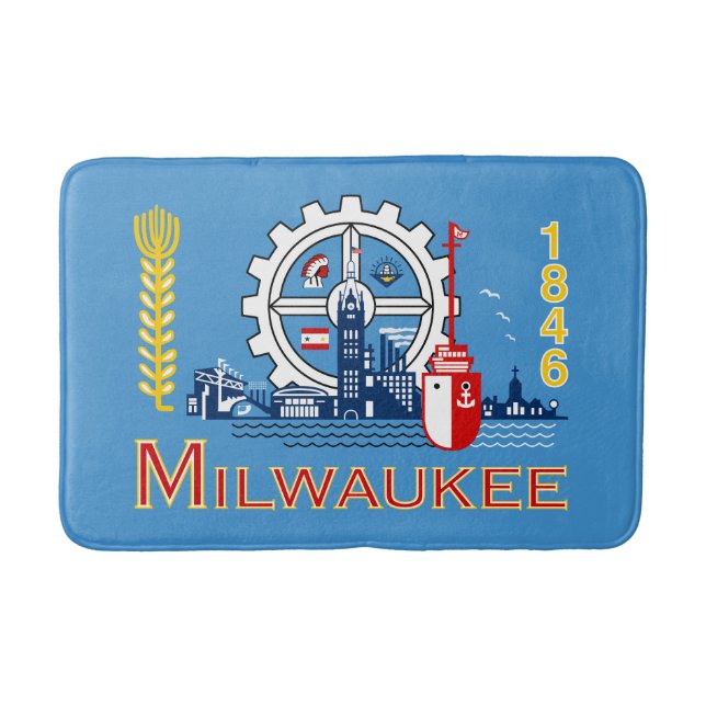 Flag of Milwaukee, Wisconsin Bath Mat (Front)