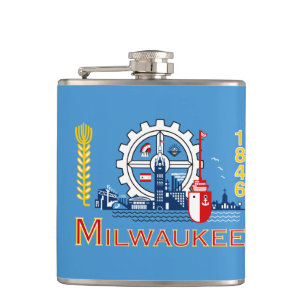 Flag of Milwaukee, Wisconsin Hip Flask