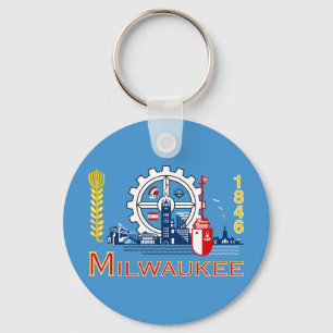 Flag of Milwaukee, Wisconsin Keychain