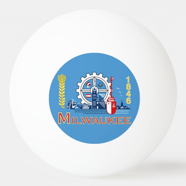 Flag of Milwaukee, Wisconsin Ping Pong Ball (Front)
