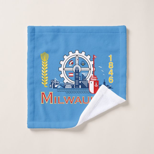 Flag of Milwaukee, Wisconsin  Wash Cloth (Wash Cloth)