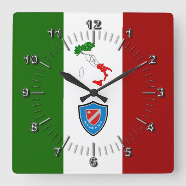 Flag of Molise (Italy)   Square Wall Clock (Front)