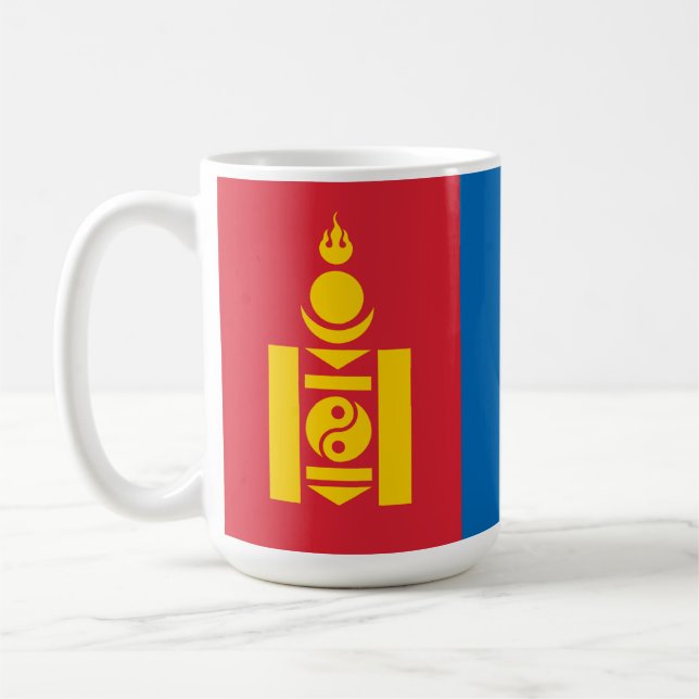 Flag of Mongolia Soyombo Symbol Mongols Coffee Mug (Left)