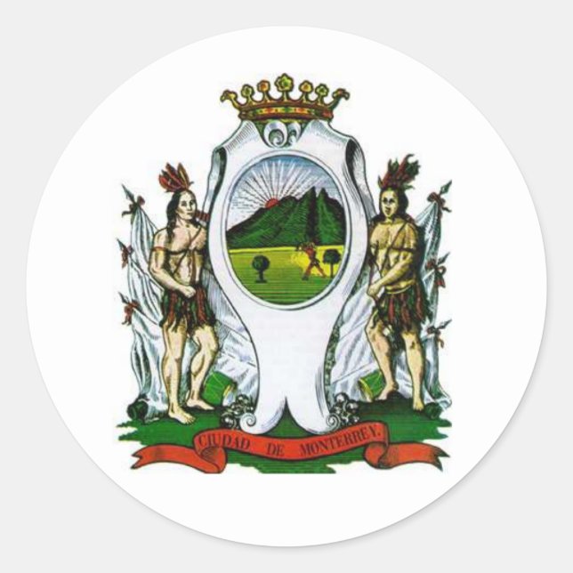 Flag of Monterrey, Nuevo León - MEXICO Classic Round Sticker (Front)