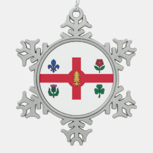 Flag of Montreal, Que Snowflake Pewter Christmas Ornament