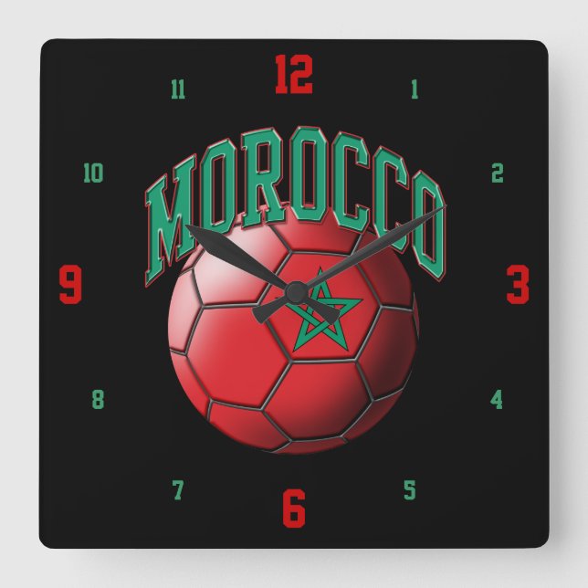 Flag of Morocco Soccer Ball Clock (Front)