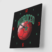 Flag of Morocco Soccer Ball Clock (Angle)