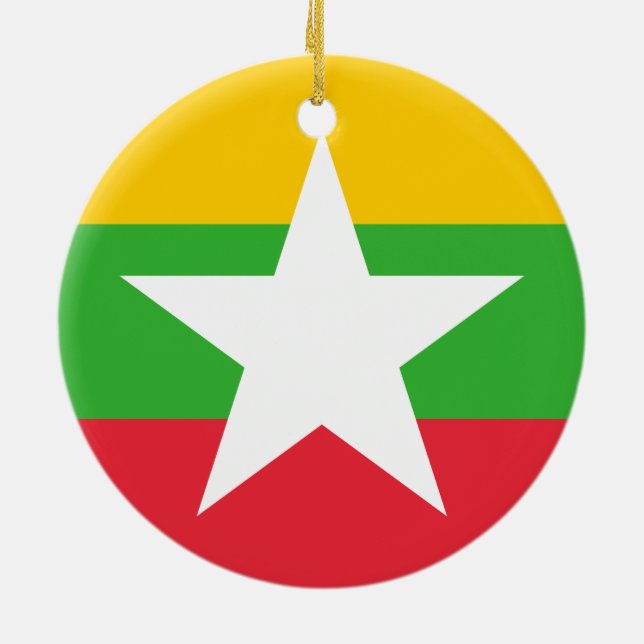Flag of Myanmar (Burma) Ceramic Ornament (Back)