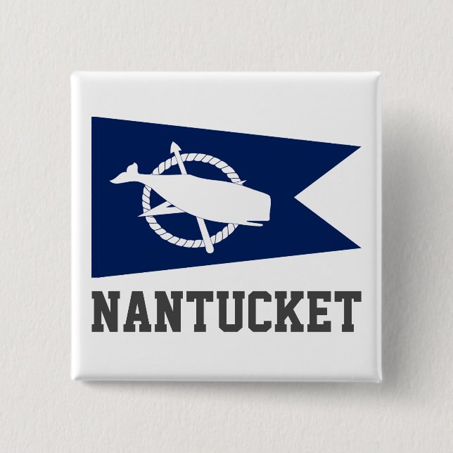 Flag of Nantucket, Massachusetts 2 Inch Square Button (Front)