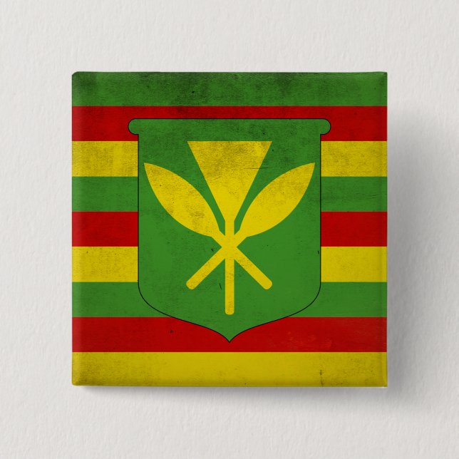 Flag of Native Hawaiians 2 Inch Square Button (Front)
