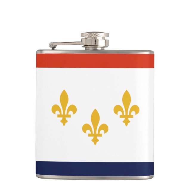 Flag of New Orleans, Louisiana Hip Flask (Front)