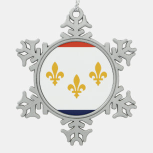 Flag of New Orleans, Louisiana Snowflake Pewter Ch Snowflake Pewter Christmas Ornament
