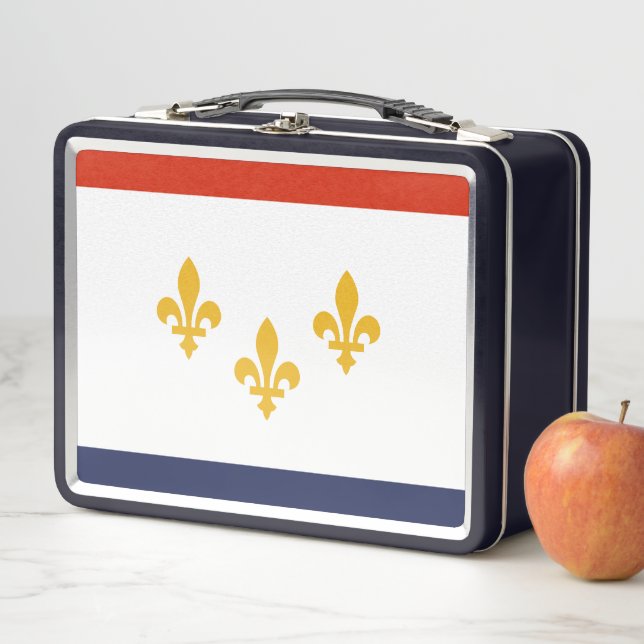 Flag of New Orleans, Louisiana Wham-O Frisbee Metal Lunch Box (In Situ)
