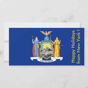 Flag of New York, Happy Holidays from U.S.A. Holiday Card
