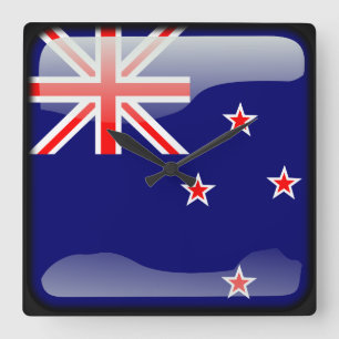 Flag of New Zealand Square Wall Clock