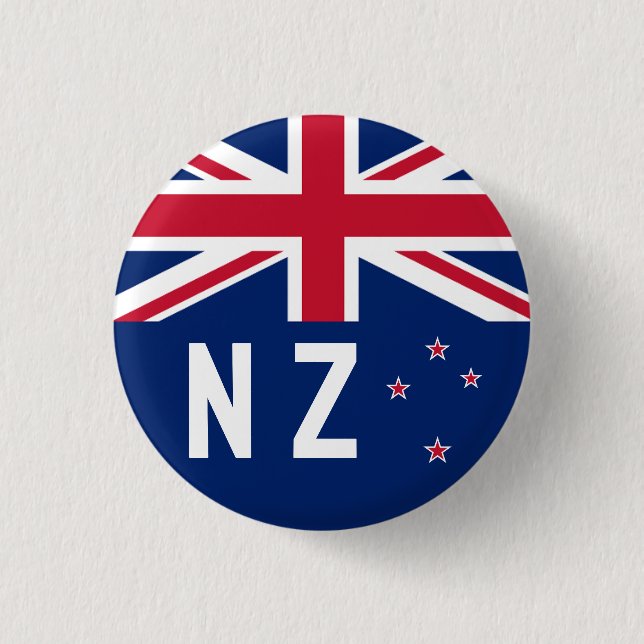 Flag of New Zealand - Stylized 1 Inch Round Button (Front)