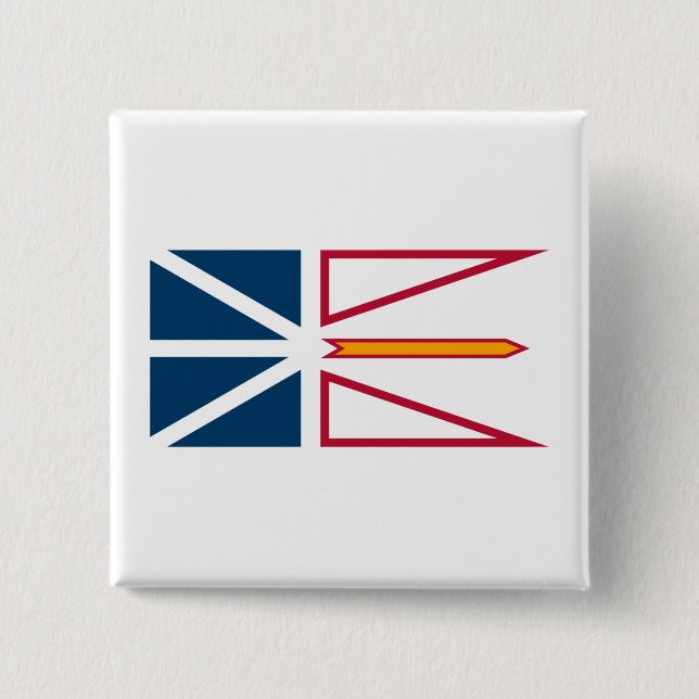 Flag of Newfoundland and Labrador (Canada) 2 Inch Square Button (Front)