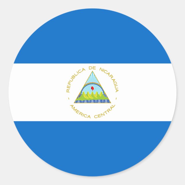 Flag of Nicaragua Classic Round Sticker (Front)