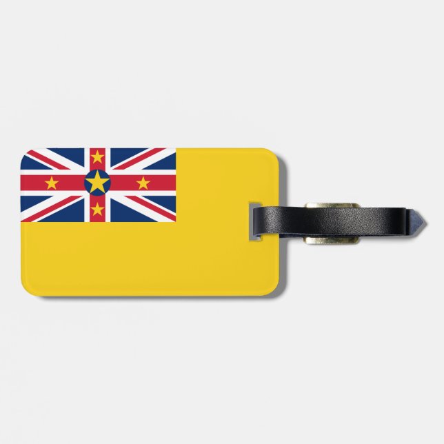 Flag of Niue Luggage Tag w/ leather strap (Back Horizontal)