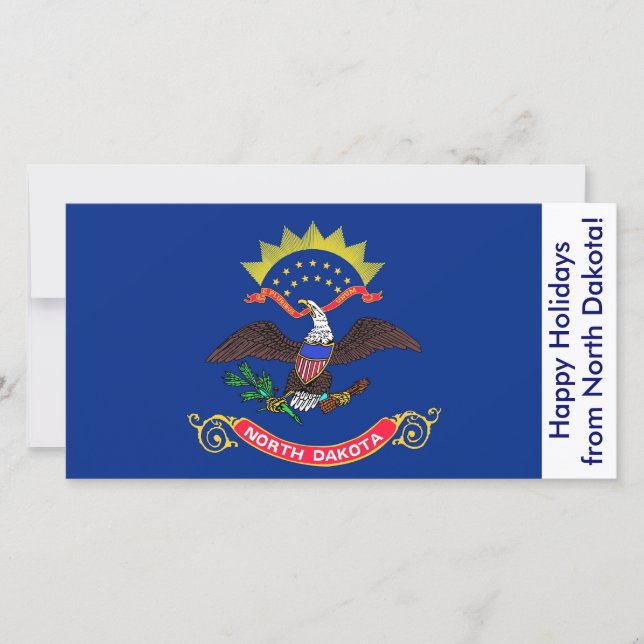 Flag of North Dakota, Happy Holidays from U.S.A. Holiday Card (Front)