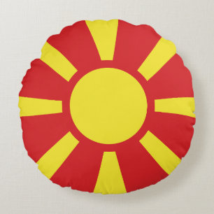 Flag of North Macedonia Round Pillow