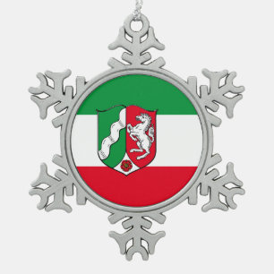 Flag of North-Rhine Westphalia Snowflake Pewter Ch Christmas Ornament