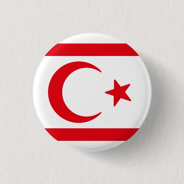 Flag of Northern Cyprus 1 Inch Round Button (Front)