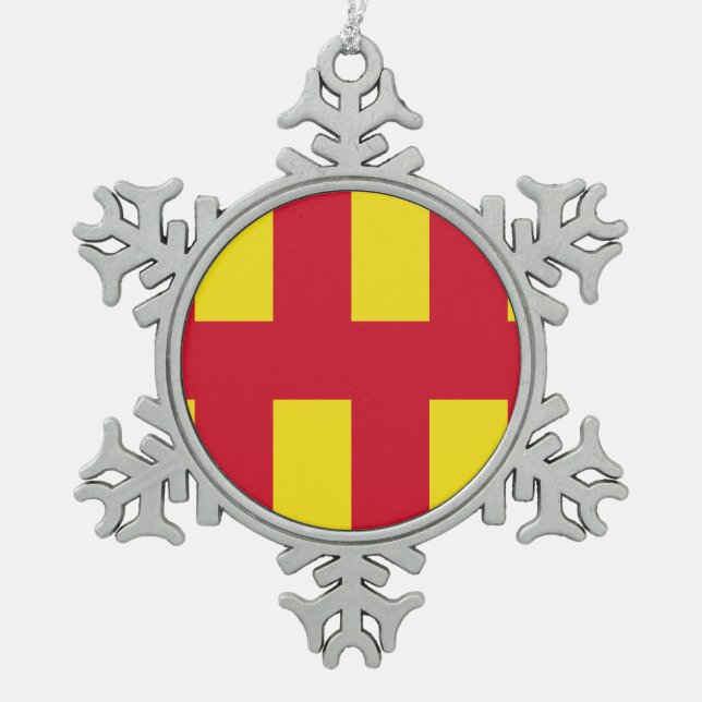 Flag of Northumberland Snowflake Pewter Christmas  Snowflake Pewter Christmas Ornament (Front)
