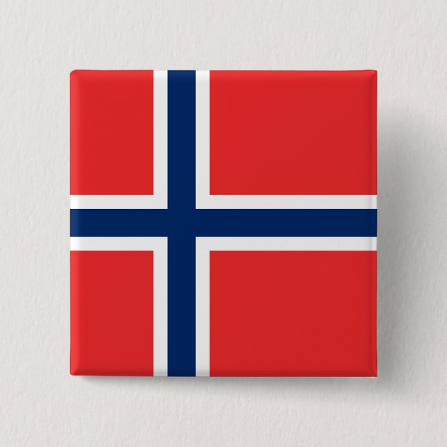 Flag of Norway 2 Inch Square Button (Front)