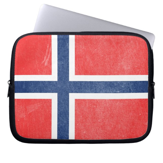 Flag of Norway Grunge Laptop Sleeve (Front)