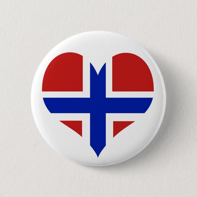 Flag of Norway Scandinavian 2 Inch Round Button (Front)