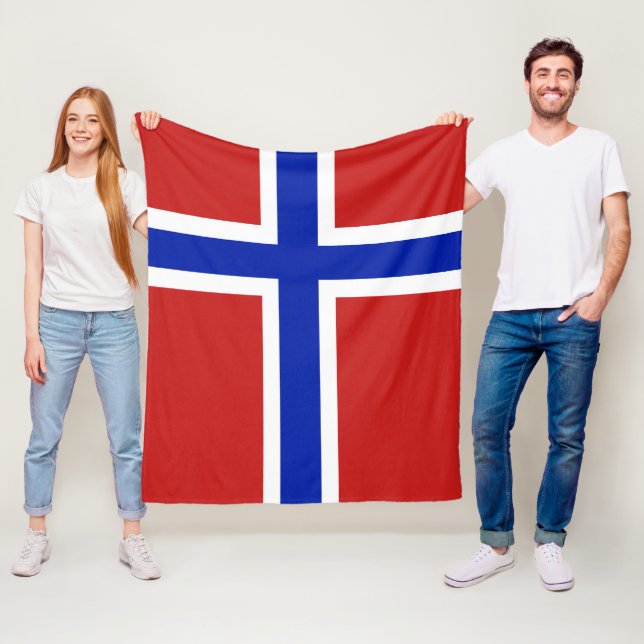 Flag of Norway Scandinavian medium Fleece Blanket (In Situ)