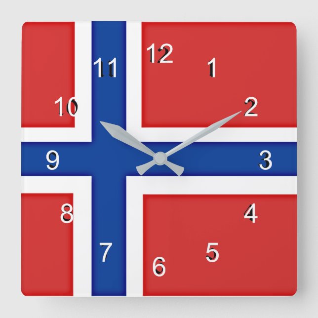 Flag of Norway Square Wall Clock (Front)