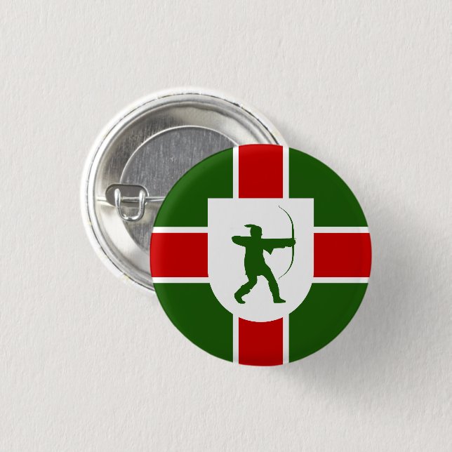 Flag of Nottinghamshire 1 Inch Round Button (Front & Back)