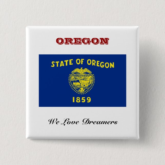 Flag of Oregon 2 Inch Square Button (Front)
