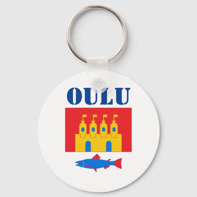Flag of Oulu, Finland Keychain (Front)