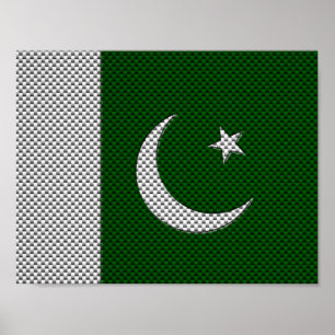 Flag of Pakistan with Carbon Fibre Effect Poster